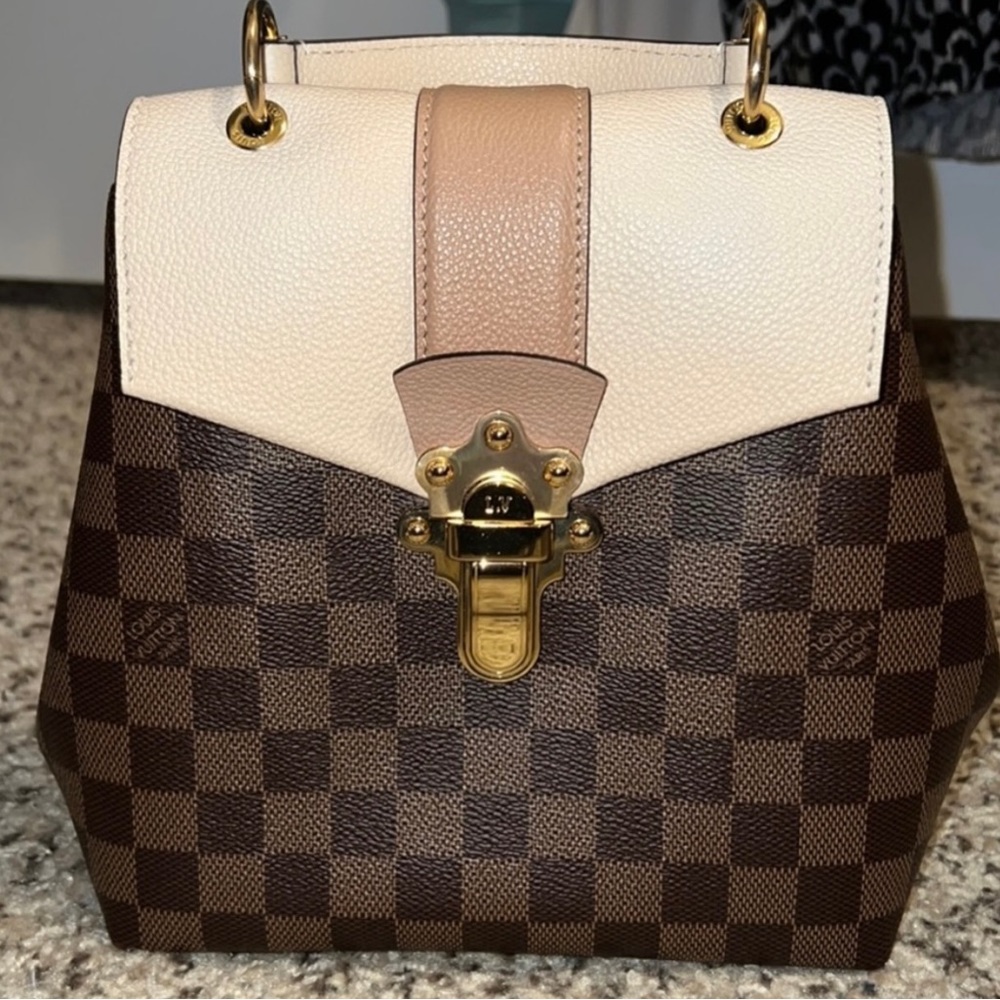 Louis Vuitton Clapton Backpack! Cream Leather and Damier Ebene Canvas